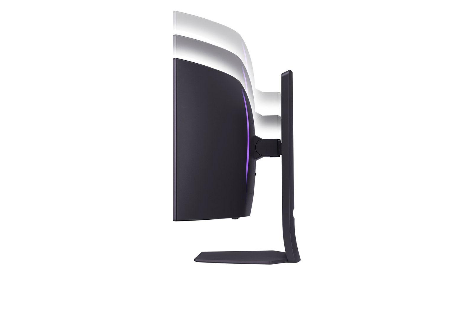 side view with monitor height moving downwards on with lights on
