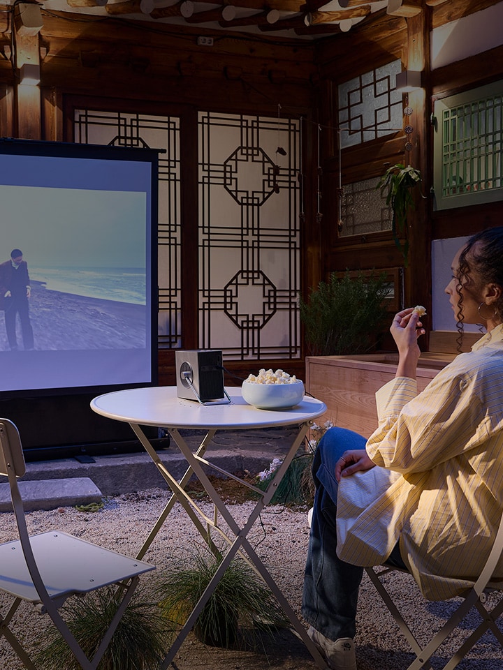 Hero image featuring a person and LG home appliances