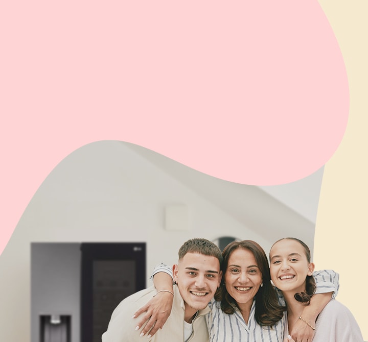 Hero image featuring a person and LG home appliances	