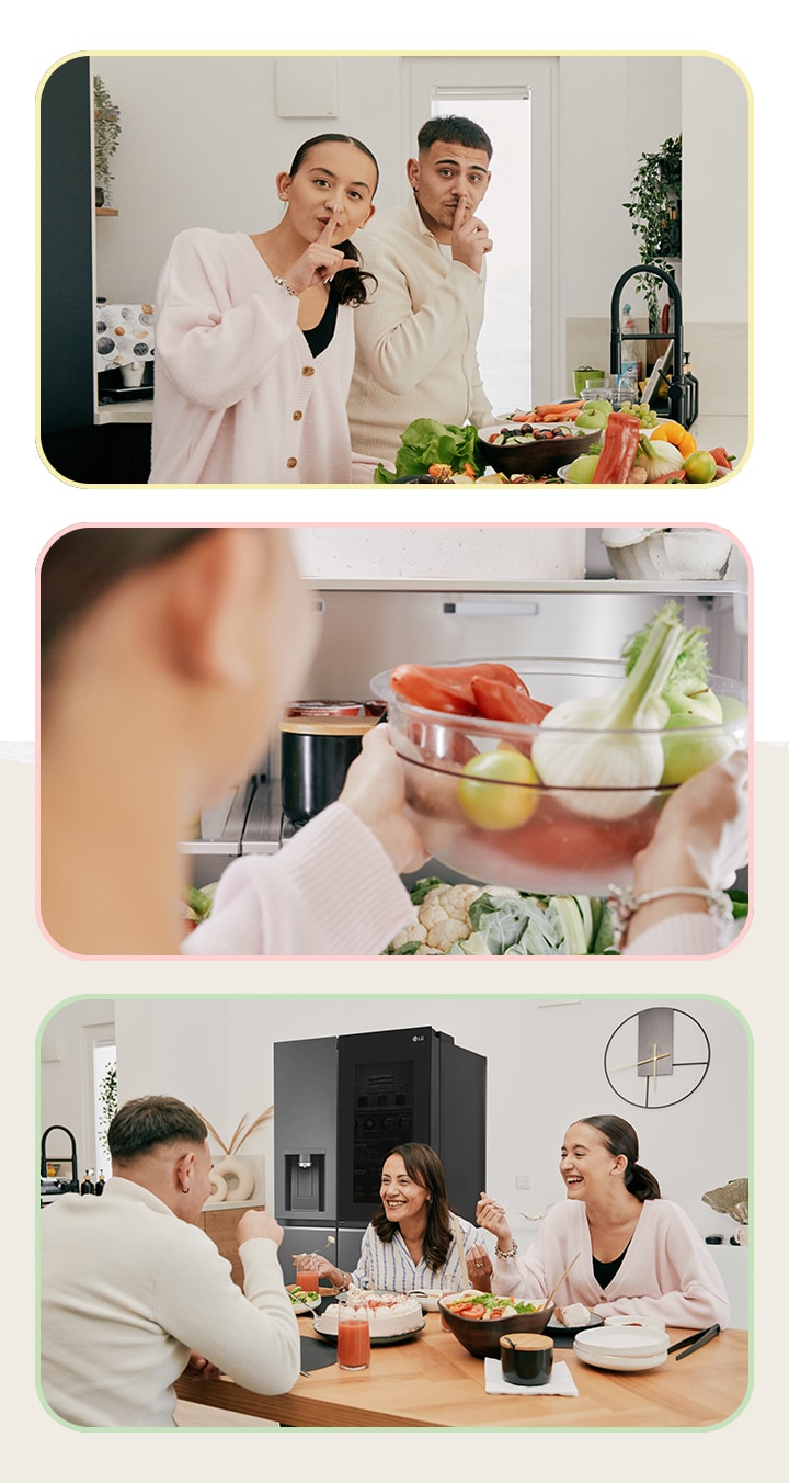 Image of siblings cooking together happily to make a dish their mum loves