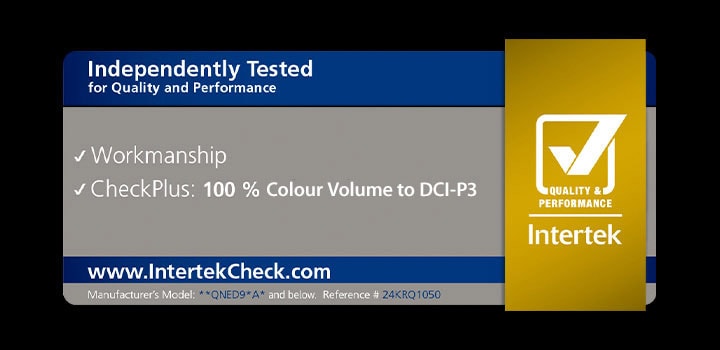 Intertrek certification for 100% Color Volume to DCI-P3.	