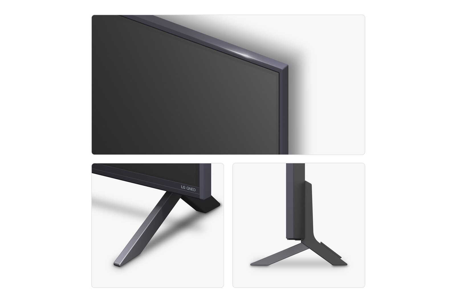 Left-facing side view of LG QNED84 TV 