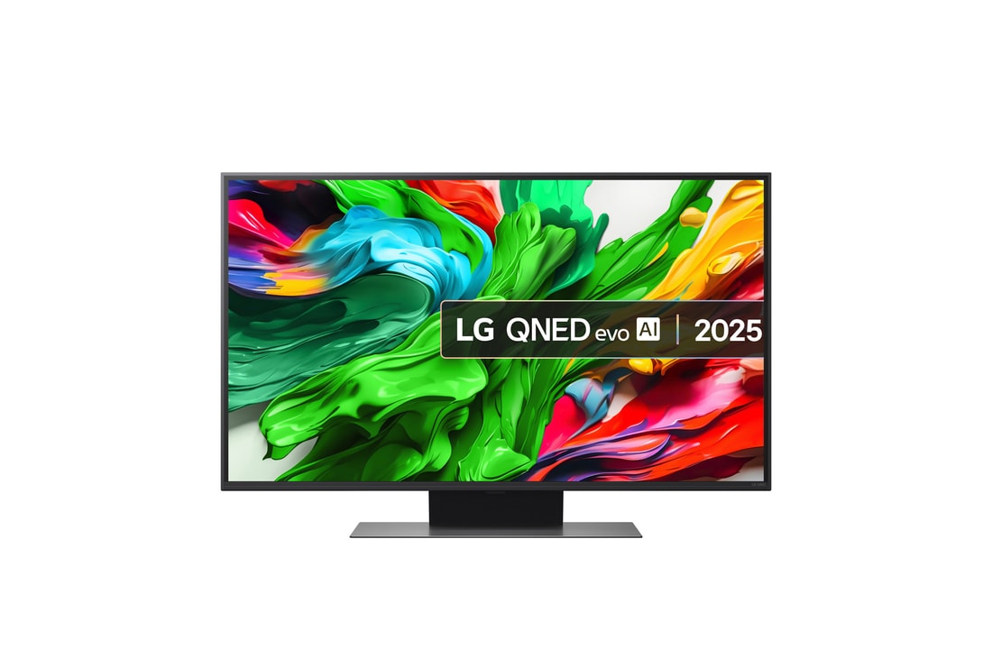 Front view of 43 inch LG QNED evo AI QNED85 4k Smart TV 2025