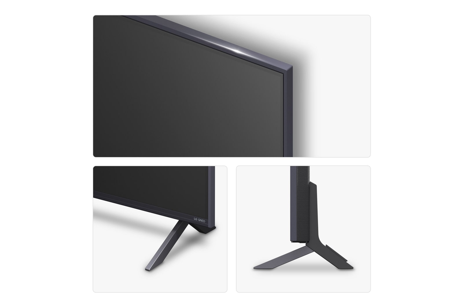 Left-facing side view of LG QNED82 TV 
