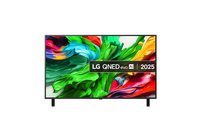 Front view of 55 inch LG QNED evo AI QNED85 MiniLED 4k Smart TV 2025 55QNED85A6C