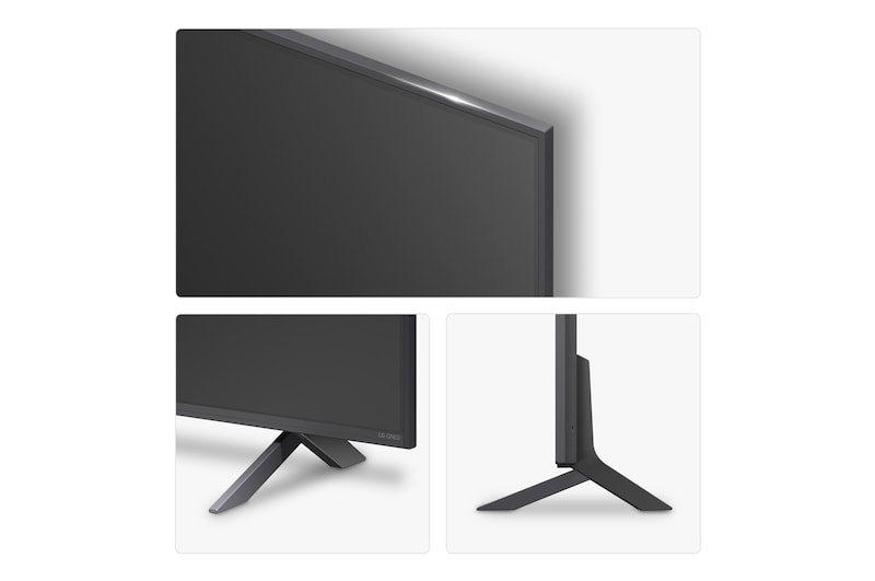 Left-facing side view of LG QNED80 TV