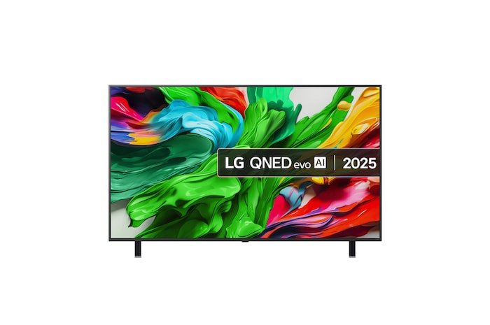 Front view of 65 inch LG QNED evo AI QNED85 MiniLED 4k Smart TV 2025 65QNED85A6C