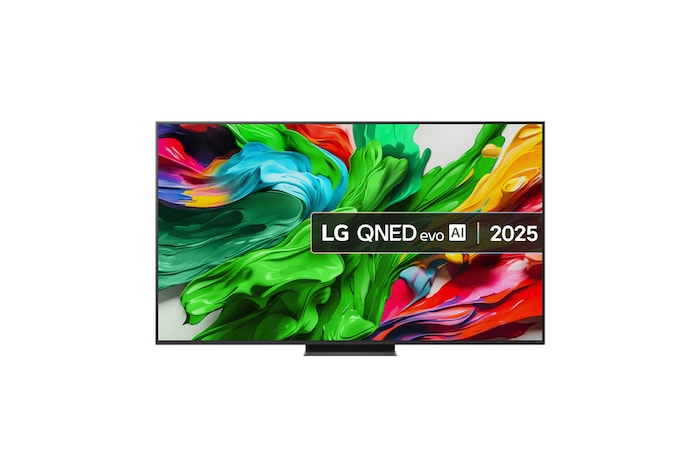 Front view of 65 inch LG QNED evo AI QNED86 MiniLED 4k Smart TV 2025 65QNED86A6A