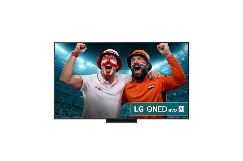 Front view of 65 inch LG QNED evo AI QNED86 MiniLED 4K Smart TV 2025 65QNED86A6A