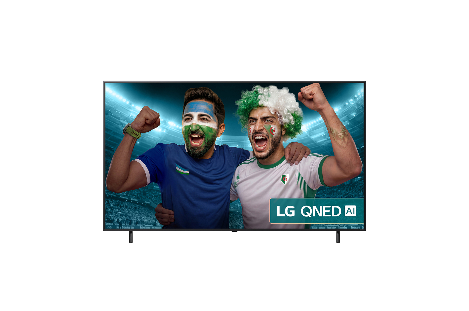 Front view of 75 inch LG QNED AI QNED80 4K Smart TV 2025 75QNED80A6A