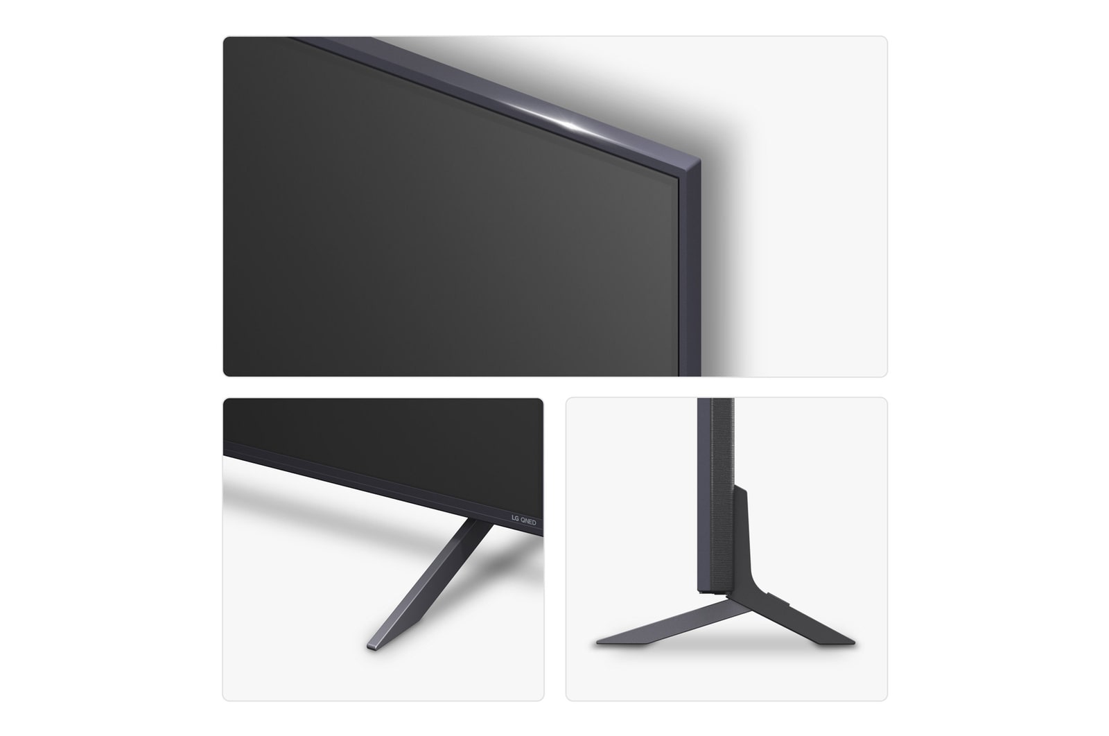 Left-facing side view of LG QNED82 TV 