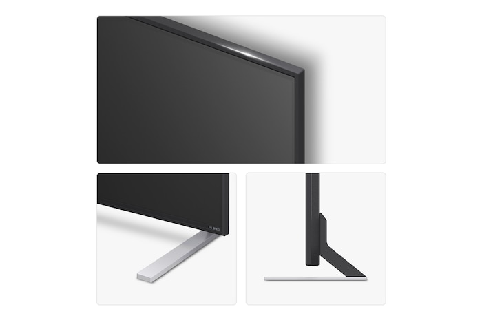 Left-facing side view of LG QNED84 TV