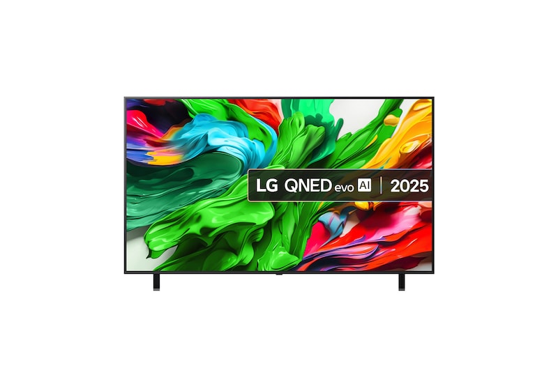 Front view of 75 inch LG QNED evo AI QNED85 4k Smart TV 2025