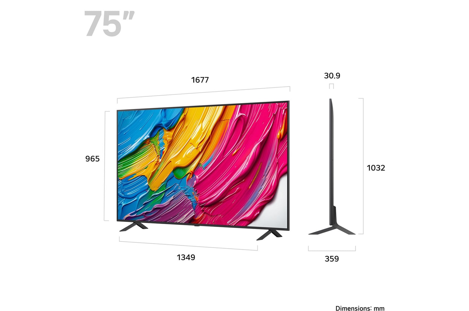 Rear view of LG QNED80 TV
