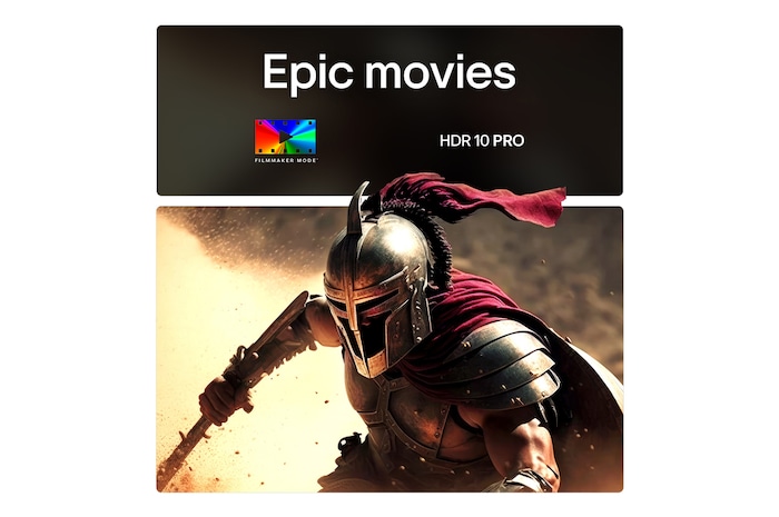 LG TV screen with an AI Magic Remote on the foreground. The AI button is highlighted and a speech bubble shows text, suggest a movie I like. On the screen we see the user icon E, indicating how AI Voice ID was able to identify which user it was and give personalized recommendations just based on their voice.