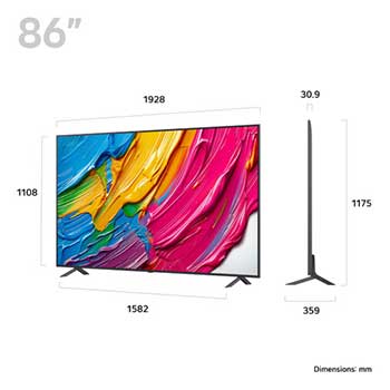 Rear view of LG QNED80 TV