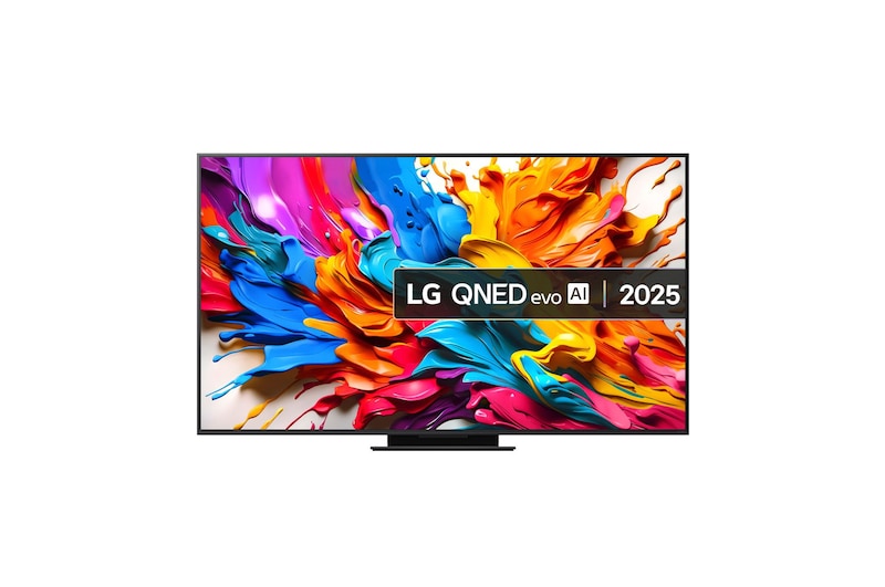 Front view of 75 inch LG QNED evo AI QNED9M MiniLED 4K Smart TV 2025 75QNED9MA6B
