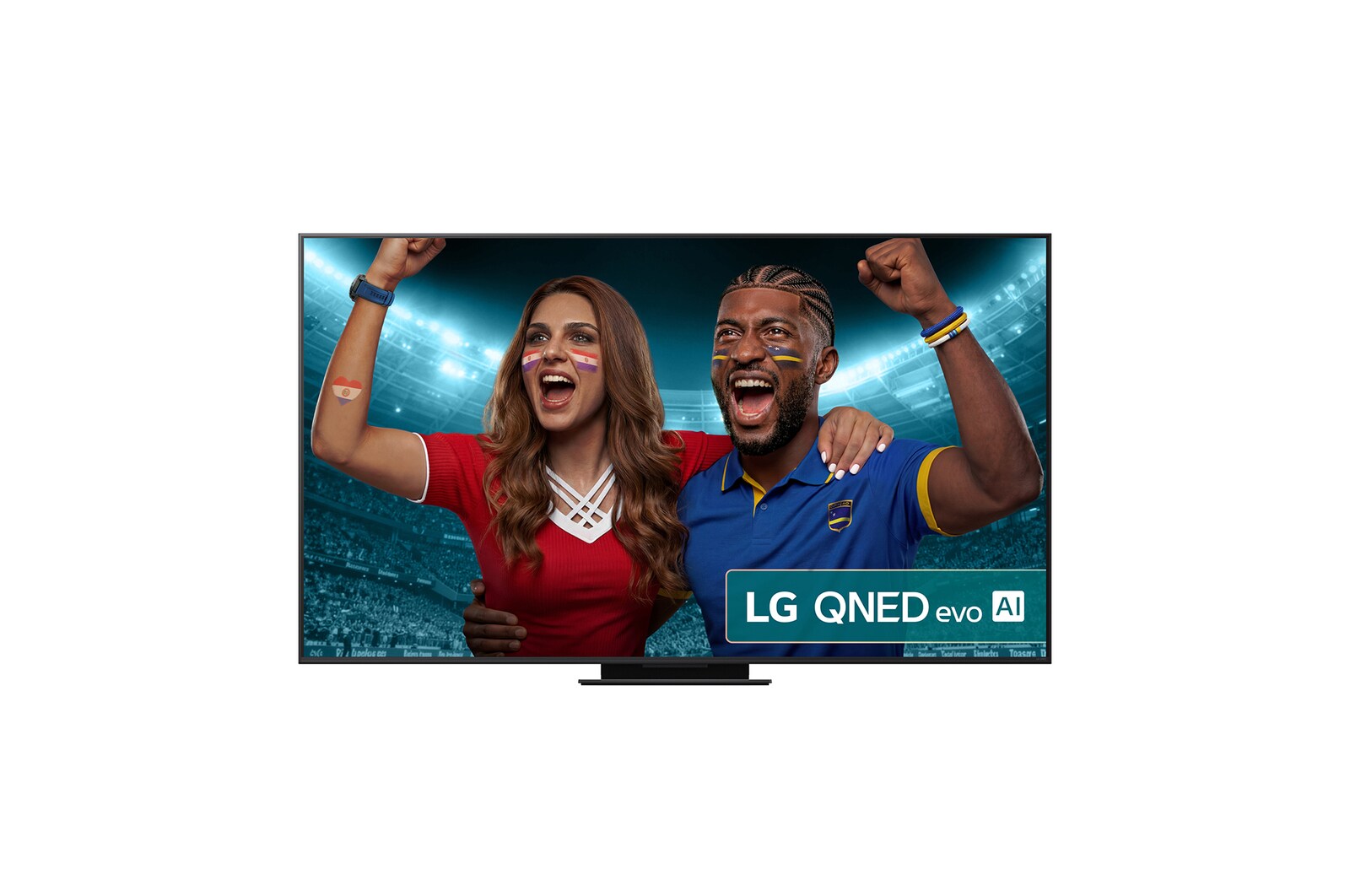 Front view of 86 Inch Class LG QNED evo AI QNED9MA Mini LED 4K Smart TV 2025 with True Wireless Video & Audio Transfer 86QNED9MA6B