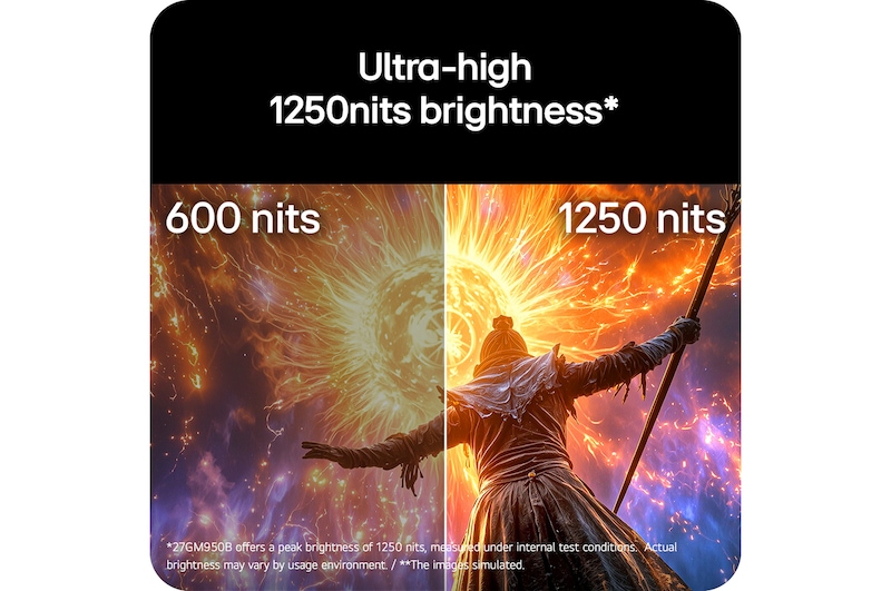 Split-screen comparison showing enhanced brightness, highlighting more vivid and detailed visuals