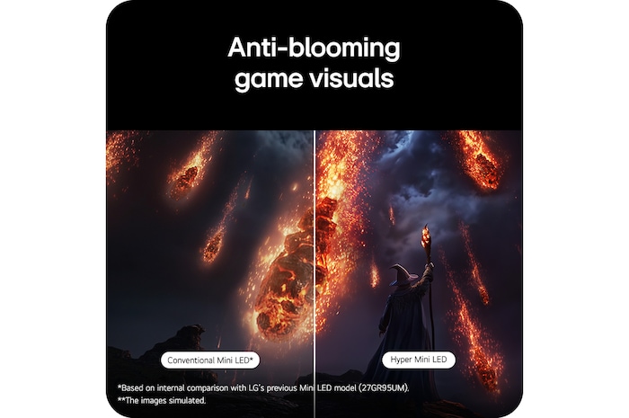 Split-screen comparison showing reduced blooming for clearer, more defined game visuals
