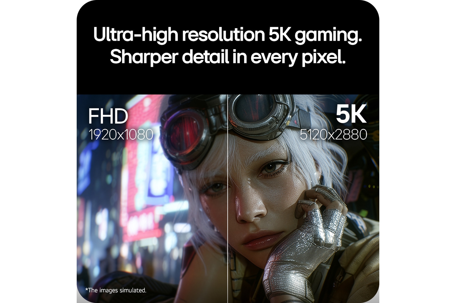 Split-screen comparison highlighting sharper detail and clarity with ultra-high 5K resolution