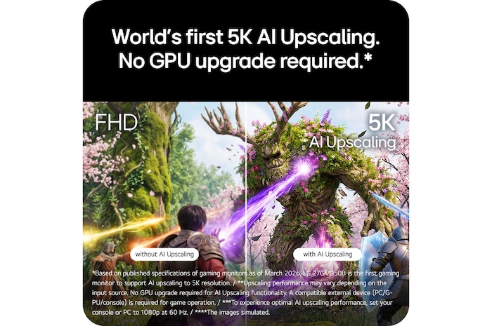 Split-screen comparison demonstrating enhanced image quality with AI upscaling for sharper, more detailed visuals