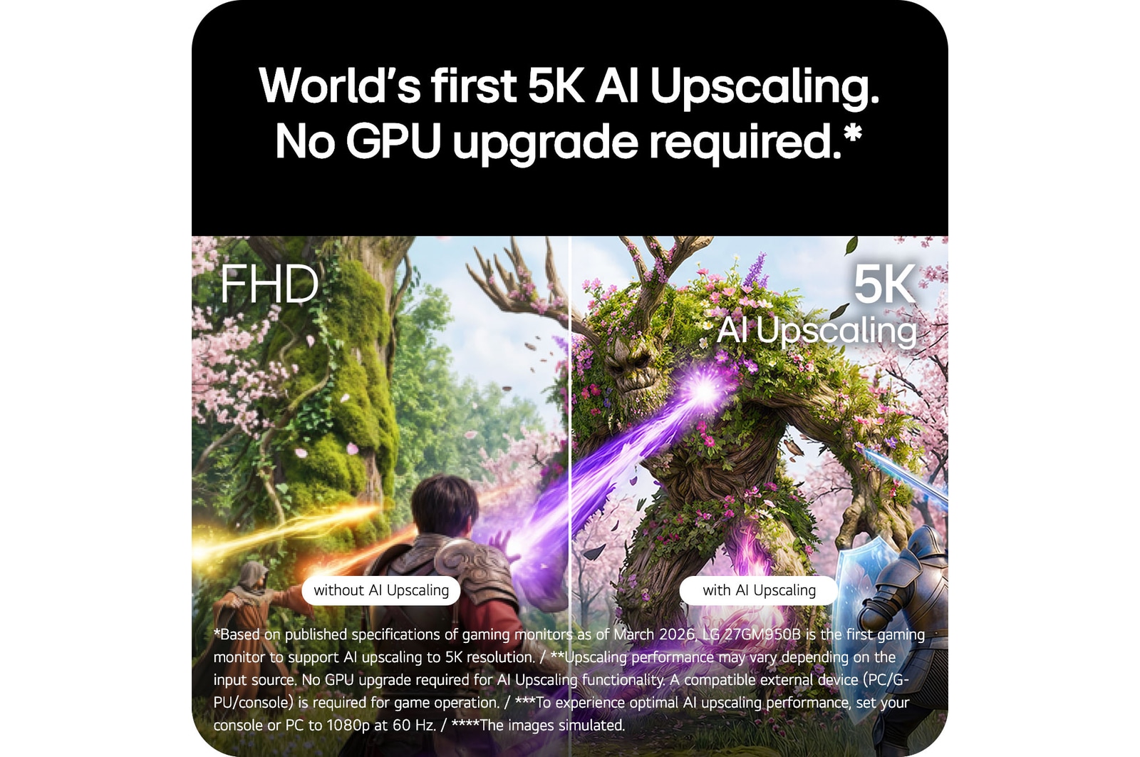 Split-screen comparison demonstrating enhanced image quality with AI upscaling for sharper, more detailed visuals