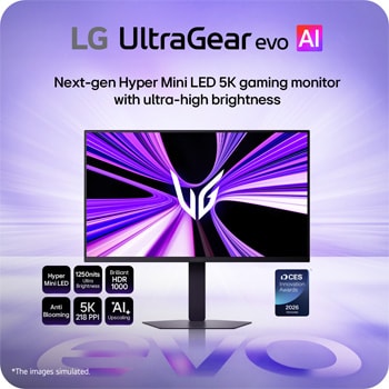 Front view of the monitor displaying vivid gaming visuals on screen
