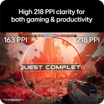Split-screen comparison highlighting improved clarity and sharper text with higher pixel density