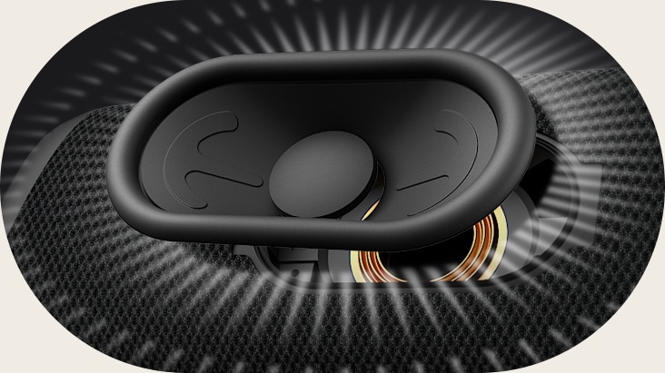 Close-up view of track-type woofer.