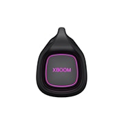 Front view of side speaker with purple lighting
