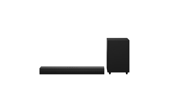 Front view of soundbar and subwoofer