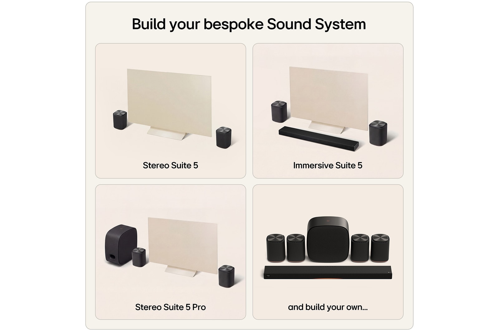 Feature card Build your bespoke sound system - this could be a setup for Cinema Suite or Stereo Suite 7 Pro or Stereo Suite 5 pro or your own design