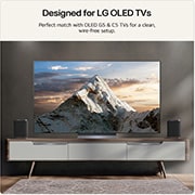 Feature card showing the sound suite M5 next to the LG TV OLED G5 or C5 help to visualise the wire-free setup