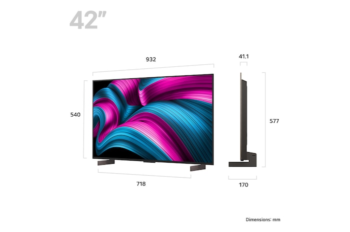Slightly angled view of LG OLED evo AI C5 4K Smart TV.