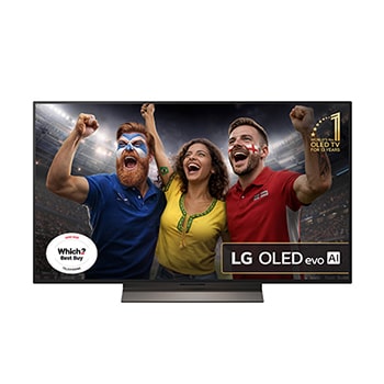 Front view of 48 inch LG OLED evo AI C5 4K Smart TV 2025 OLED48C56LB