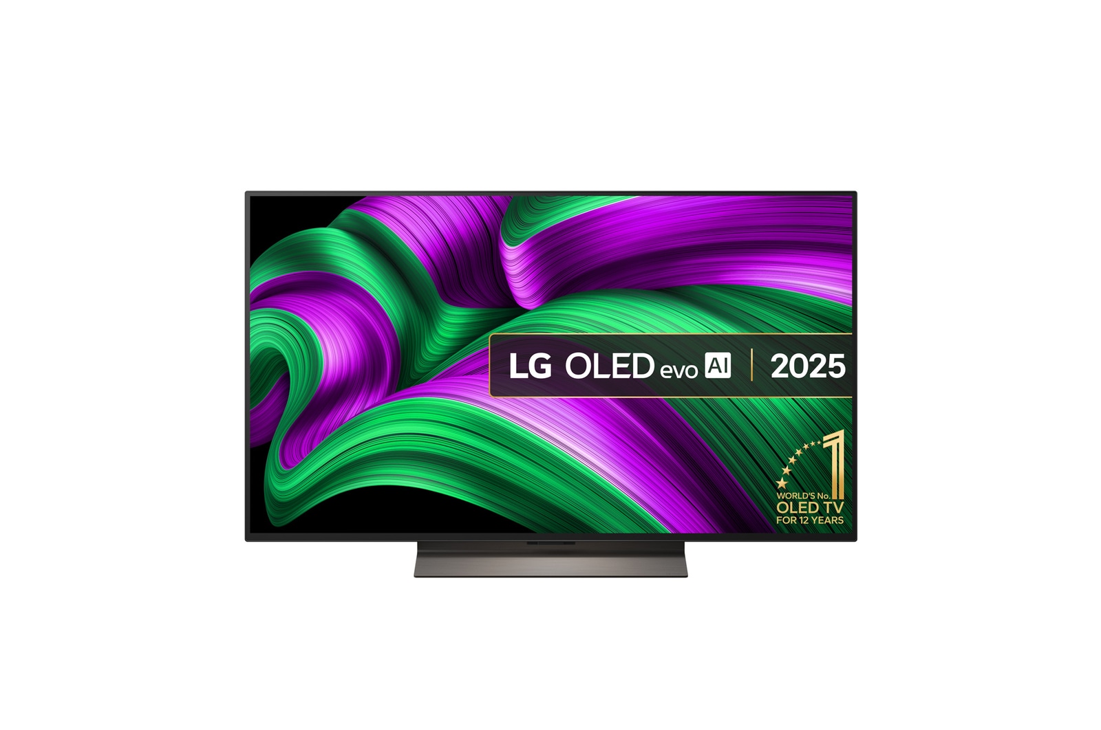 Front view of 55 inch LG OLED evo AI C5 4K Smart TV 2025