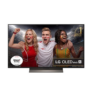 Front view of 48 inch LG OLED evo AI C5E 4K Smart TV 2025 OLED48C5ELB