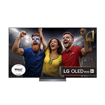 Front view of 55 inch LG OLED evo AI C5 4K Smart TV 2025 OLED55C55LA