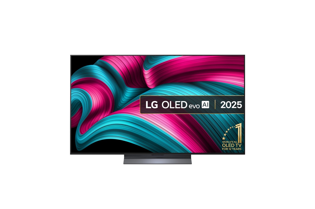 Front view of 55 inch LG OLED evo AI C5 4K Smart TV 2025