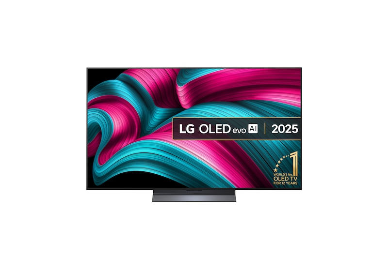 Front view of 55 inch LG OLED evo AI C5 4K Smart TV 2025