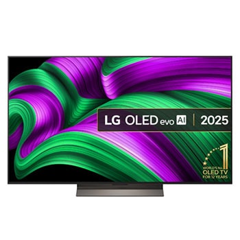 Front view of 55 inch LG OLED evo AI C5 4K Smart TV 2025