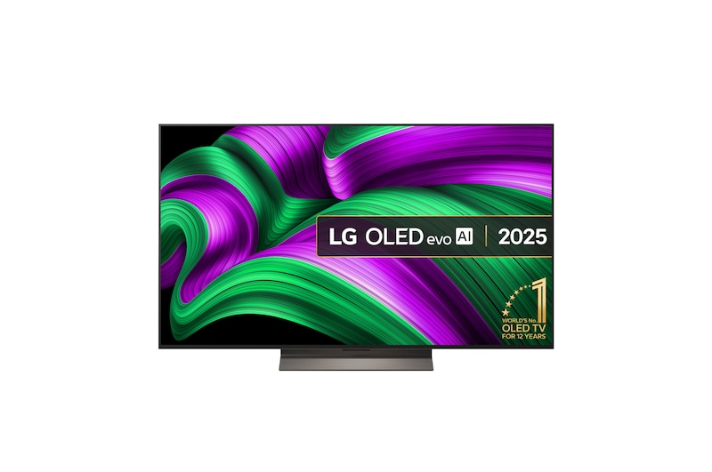 Front view of 55 inch LG OLED evo AI C5 4K Smart TV 2025