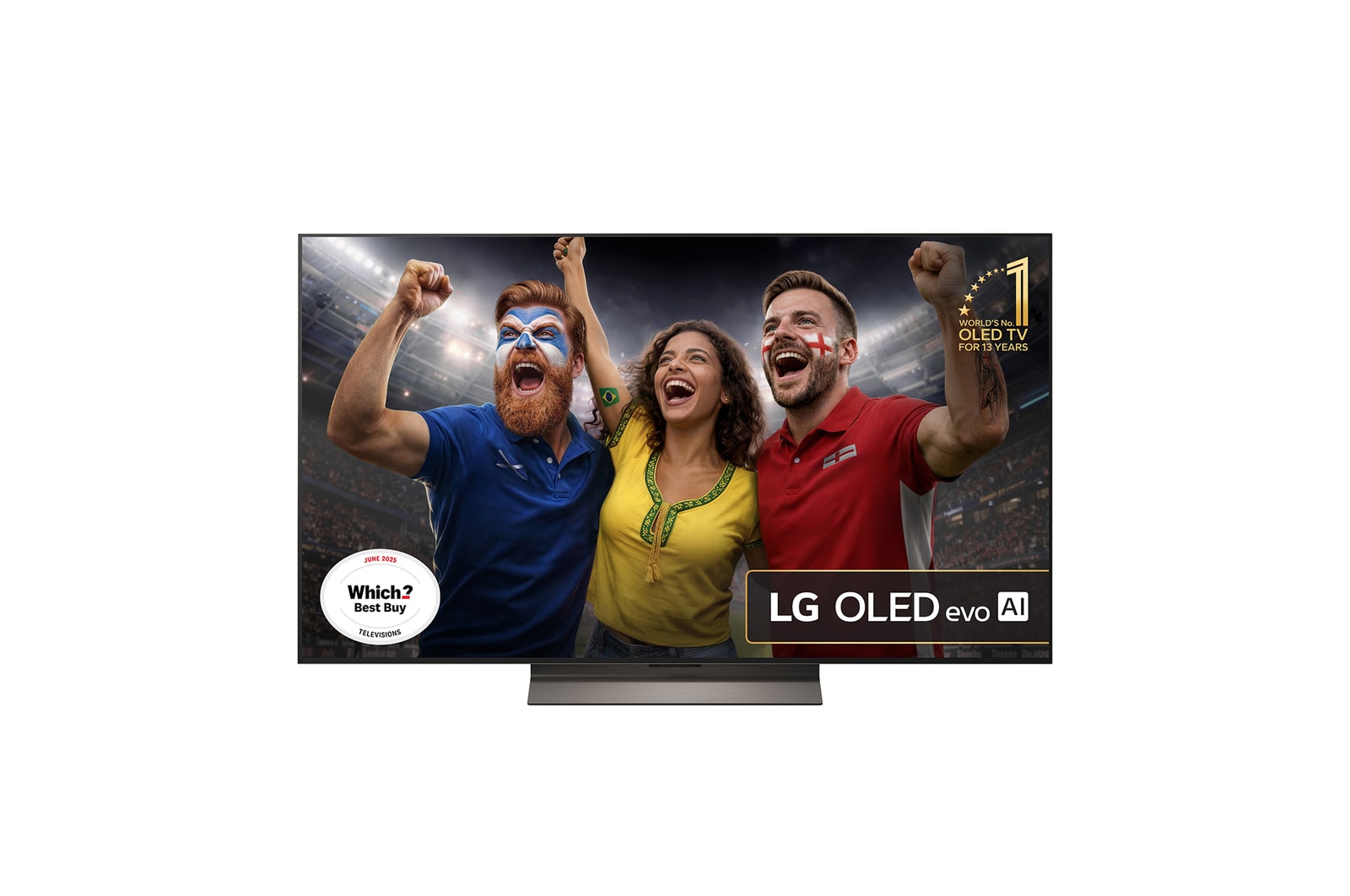 Front view of 55 inch LG OLED evo AI C5 4K Smart TV 2025 OLED55C56LB