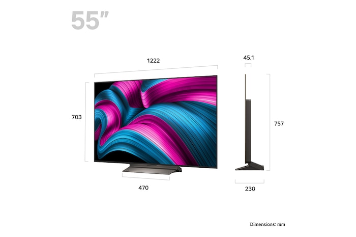 Slightly angled view of LG OLED evo AI C5 4K Smart TV.
