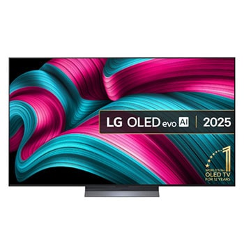 Front view of 65 inch LG OLED evo AI C5 4K Smart TV 2025