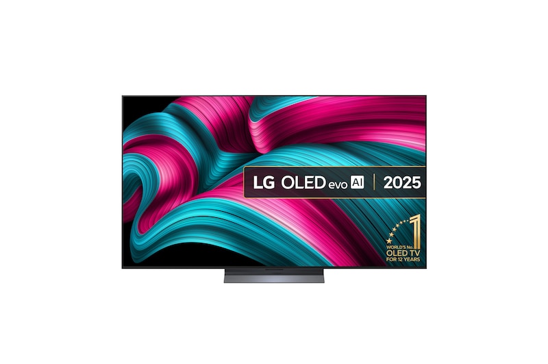 Front view of 65 inch LG OLED evo AI C5 4K Smart TV 2025