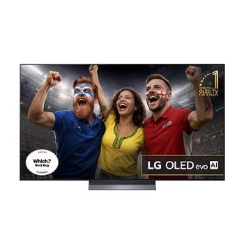 Front view of 65 inch LG OLED evo AI C5 4K Smart TV 2025 OLED65C55LA