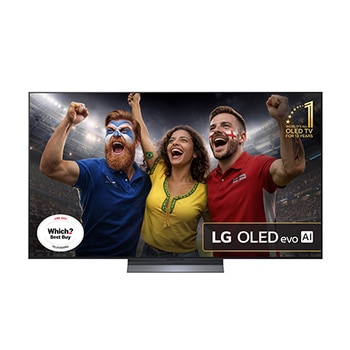 Front view of 65 inch LG OLED evo AI C5 4K Smart TV 2025