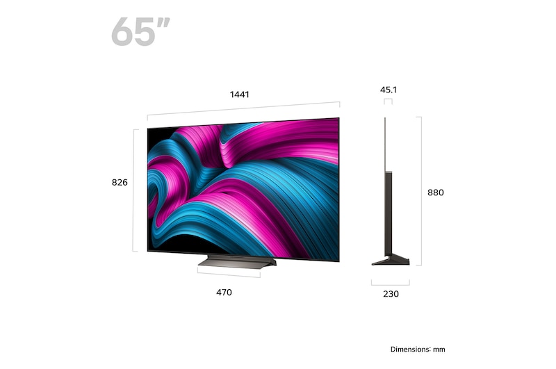 Slightly angled view of LG OLED evo AI C5E 4K Smart TV.